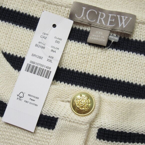 NWT J.Crew Emilie Sweater Lady Jacket in Ivory Navy Stripe Knit Cardigan XXL - Picture 7 of 8